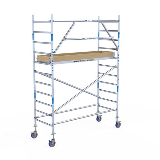 Rollgerüst Alumexx Extra 90x250 4,2m Arbeitshöhe an der Fassade - Gerüstexpress.de