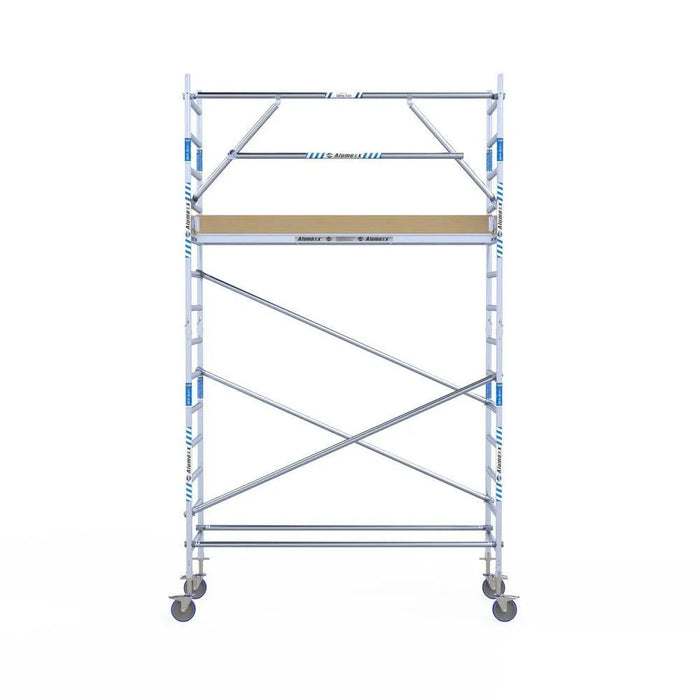 Rollgerüst Alumexx Extra 90x250 5,2m Arbeitshöhe an der Fassade - Gerüstexpress.de