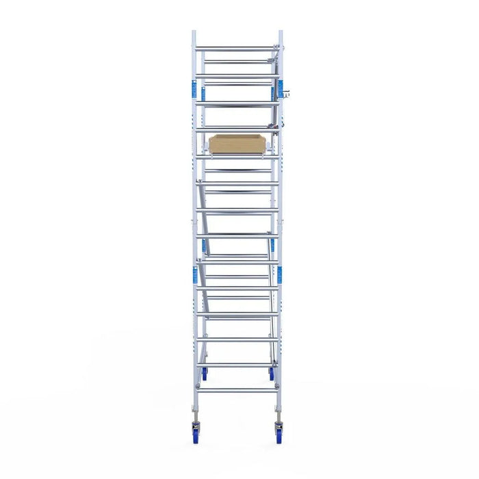 Rollgerüst Alumexx Extra 90x250 5,2m Arbeitshöhe an der Fassade - Gerüstexpress.de