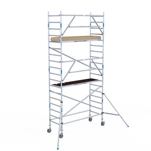 Rollgerüst Alumexx Extra 90x250 6,2m Arbeitshöhe an der Fassade - Gerüstexpress.de