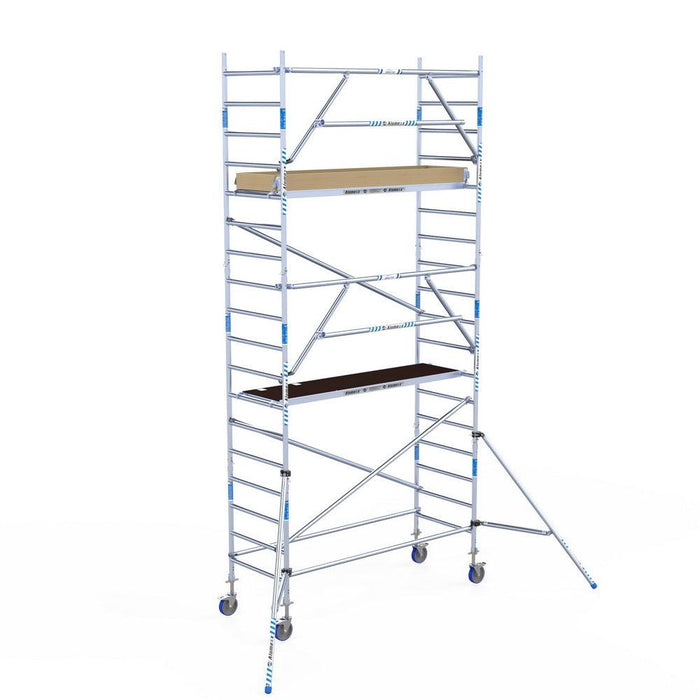 Rollgerüst Alumexx Extra 90x250 6,2m Arbeitshöhe an der Fassade - Gerüstexpress.de