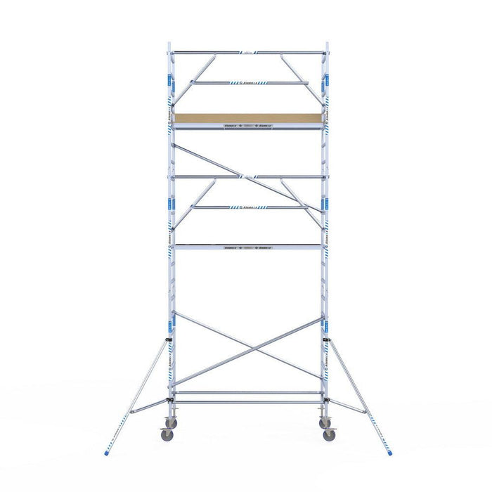 Rollgerüst Alumexx Extra 90x250 7,2m Arbeitshöhe an der Fassade - Gerüstexpress.de