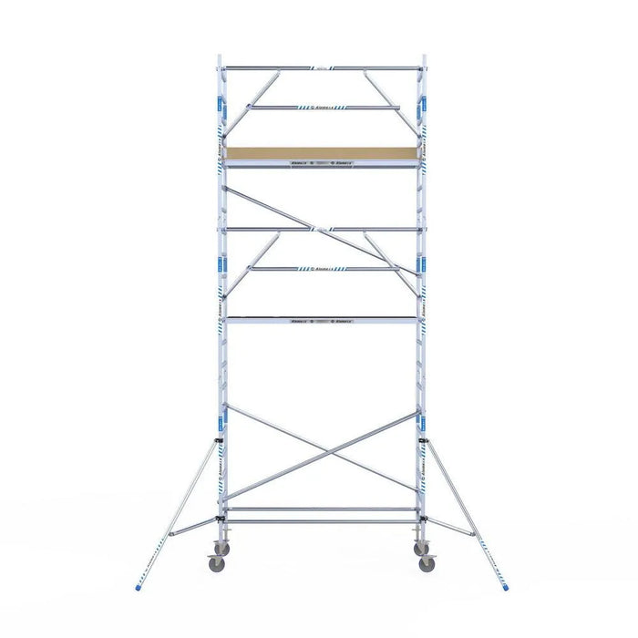Rollgerüst Alumexx Extra 90x250 7,2m Arbeitshöhe an der Fassade - Gerüstexpress.de