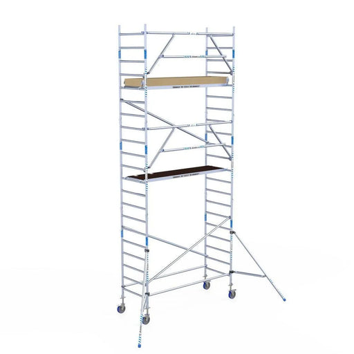 Rollgerüst Alumexx Extra 90x250 7,2m Arbeitshöhe an der Fassade - Gerüstexpress.de