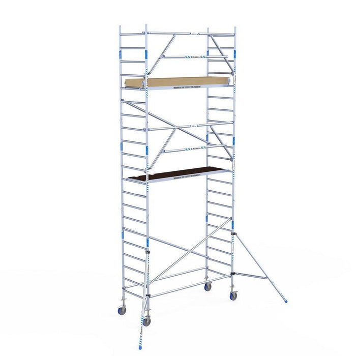 Rollgerüst Alumexx Extra 90x250 7,2m Arbeitshöhe an der Fassade - Gerüstexpress.de