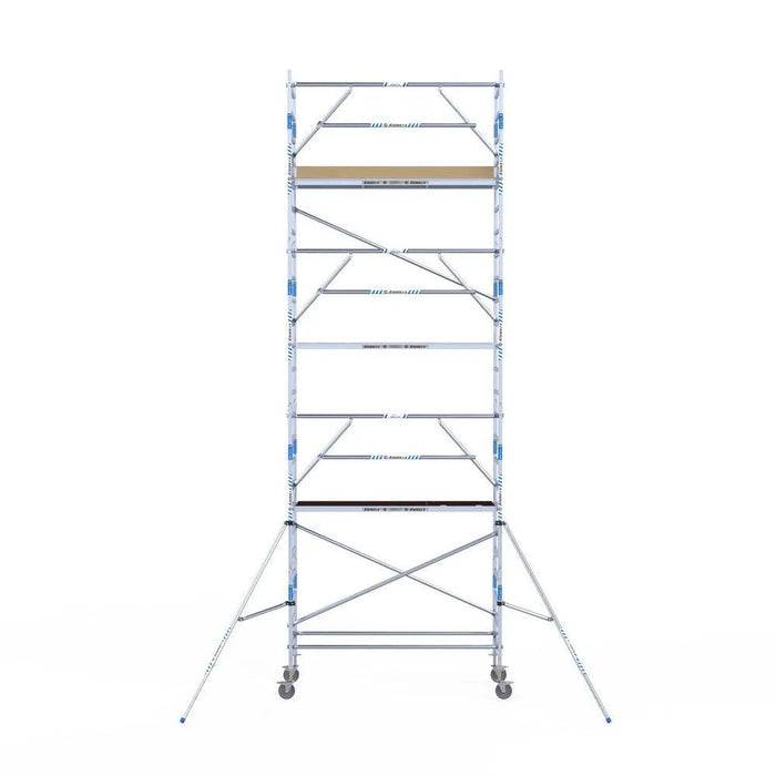 Rollgerüst Alumexx Extra 90x250 8,2m Arbeitshöhe an der Fassade - Gerüstexpress.de