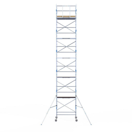 Rollgerüst Alumexx Light 135x190 12,2m Arbeitshöhe an der Fassade - Gerüstexpress.de