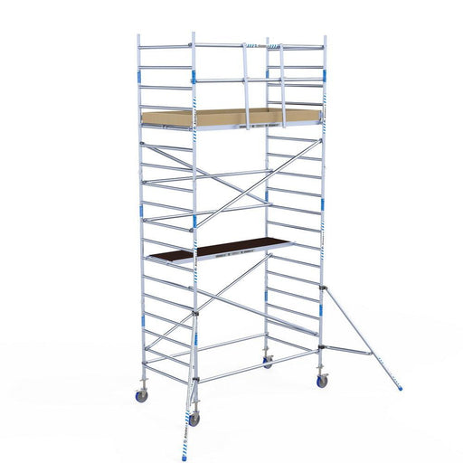 Rollgerüst Alumexx Light 135x250 6,2m Arbeitshöhe an der Fassade - Gerüstexpress.de