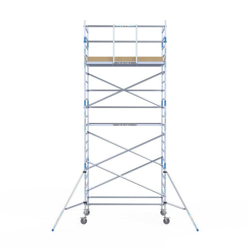 Rollgerüst Alumexx Light 135x250 7,2m Arbeitshöhe an der Fassade - Gerüstexpress.de