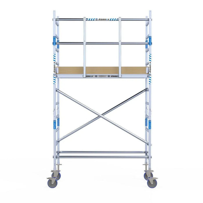 Rollgerüst Alumexx Light 75x190 4,2m Arbeitshöhe an der Fassade - Gerüstexpress.de