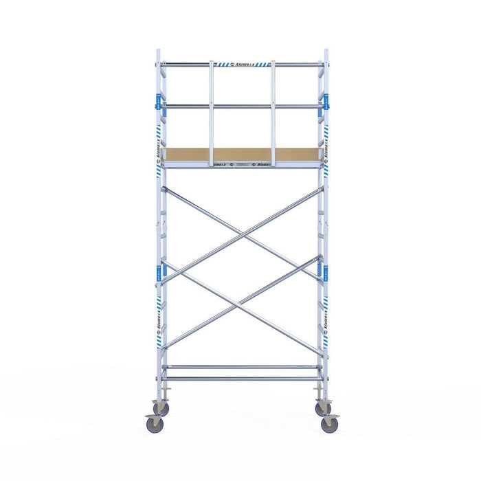 Rollgerüst Alumexx Light 90x190 5,2m Arbeitshöhe an der Fassade - Gerüstexpress.de