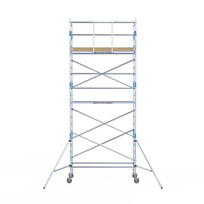 Rollgerüst Alumexx Light 90x250 7,2m Arbeitshöhe an der Fassade - Gerüstexpress.de