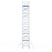 Rollgerüst Eurogerüst Original 135x190 14,2m Arbeitshöhe Carbonplattform gegen Fassade - Gerüstexpress.de