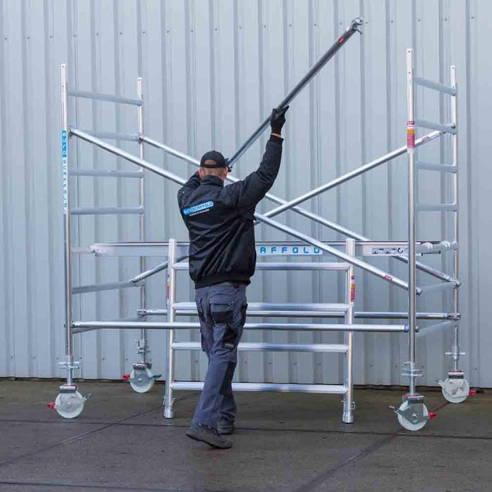 Rollgerüst Eurogerüst Original 135x190 4,2m Arbeitshöhe an der Fassade - Gerüstexpress.de