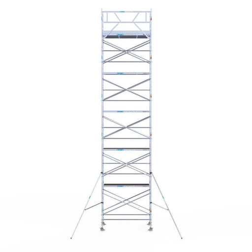 Rollgerüst Eurogerüst Original 135x250 12,2m Arbeitshöhe Carbonplattform gegen Fassade - Gerüstexpress.de