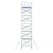 Rollgerüst Eurogerüst Original 135x250 12,2m Arbeitshöhe Carbonplattform gegen Fassade - Gerüstexpress.de