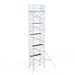 Rollgerüst Eurogerüst Original 135x250 12,2m Arbeitshöhe Carbonplattform gegen Fassade - Gerüstexpress.de