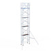 Rollgerüst Eurogerüst Original 75x190 10,2m Arbeitshöhe Carbonplattform gegen Fassade - Gerüstexpress.de