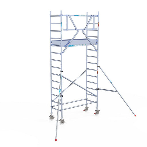 Rollgerüst Eurogerüst Original 75x190 5,2m Arbeitshöhe an der Fassade - Gerüstexpress.de