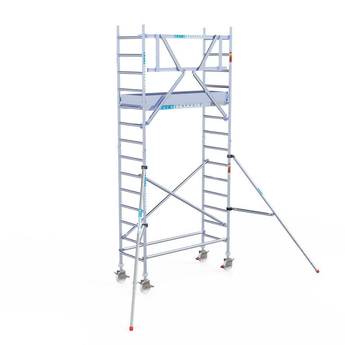 Rollgerüst Eurogerüst Original 75x190 5,2m Arbeitshöhe an der Fassade - Gerüstexpress.de