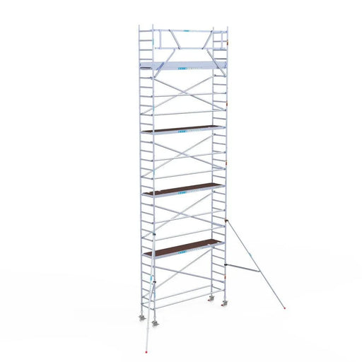 Rollgerüst Eurogerüst Original 75x305 10,2m Arbeitshöhe Carbonplattform gegen Fassade - Gerüstexpress.de