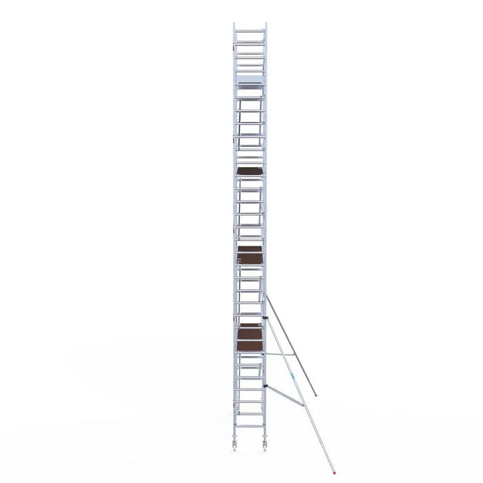 Rollgerüst Eurogerüst Original 75x305 10,2m Arbeitshöhe Carbonplattform gegen Fassade - Gerüstexpress.de