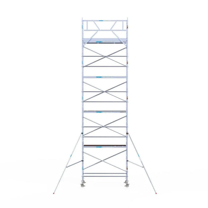 Rollgerüst Eurogerüst Original 90x250 10,2m Arbeitshöhe Carbonplattform gegen Fassade - Gerüstexpress.de