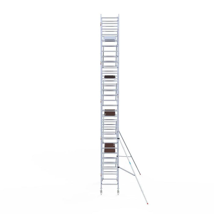Rollgerüst Eurogerüst Original 90x250 10,2m Arbeitshöhe Carbonplattform gegen Fassade - Gerüstexpress.de