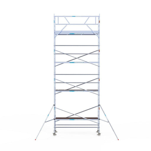 Rollgerüst Eurogerüst Original 90x305 9,2m Arbeitshöhe Carbonplattform gegen Fassade - Gerüstexpress.de