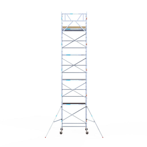 Rollgerüst Euroscaffold Basic 135x190 10,2m Arbeitshöhe an der Fassade - Gerüstexpress.de