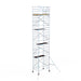 Rollgerüst Euroscaffold Basic 135x190 10,2m Arbeitshöhe Carbonplattform gegen Fassade - Gerüstexpress.de