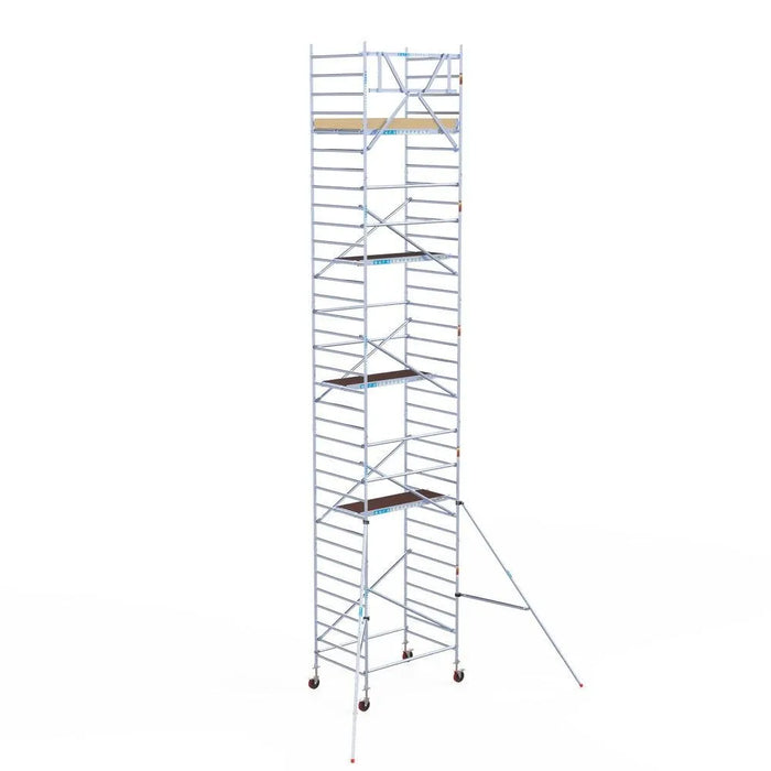 Rollgerüst Euroscaffold Basic 135x190 11,2m Arbeitshöhe an der Fassade - Gerüstexpress.de