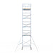 Rollgerüst Euroscaffold Basic 135x190 11,2m Arbeitshöhe Carbonplattform gegen Fassade - Gerüstexpress.de