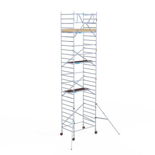 Rollgerüst Euroscaffold Basic 135x190 9,2m Arbeitshöhe an der Fassade - Gerüstexpress.de