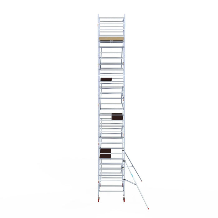 Rollgerüst Euroscaffold Basic 135x250 10,2m Arbeitshöhe an der Fassade - Gerüstexpress.de