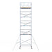 Rollgerüst Euroscaffold Basic 135x250 11,2m Arbeitshöhe Carbonplattform gegen Fassade - Gerüstexpress.de
