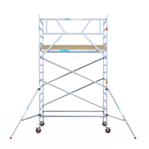 Rollgerüst Euroscaffold Basic 135x250 5,2m Arbeitshöhe an der Fassade - Gerüstexpress.de