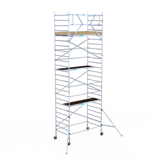 Rollgerüst Euroscaffold Basic 135x250 8,2m Arbeitshöhe an der Fassade - Gerüstexpress.de