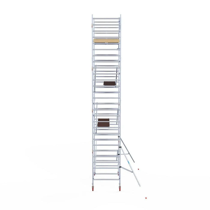 Rollgerüst Euroscaffold Basic 135x250 9,2m Arbeitshöhe an der Fassade - Gerüstexpress.de