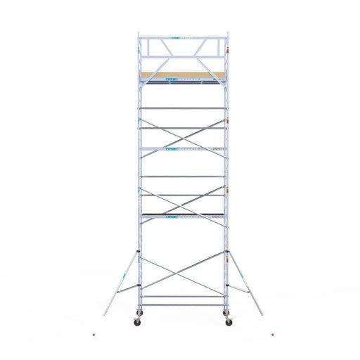 Rollgerüst Euroscaffold Basic 135x250 9,2m Arbeitshöhe an der Fassade - Gerüstexpress.de