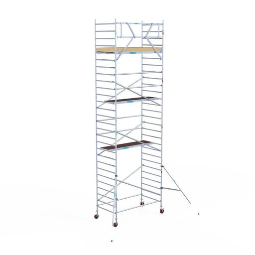 Rollgerüst Euroscaffold Basic 135x250 9,2m Arbeitshöhe an der Fassade - Gerüstexpress.de