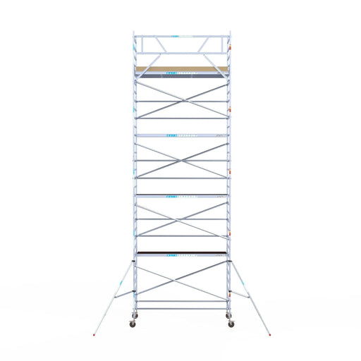 Rollgerüst Euroscaffold Basic 135x305 10,2m Arbeitshöhe an der Fassade - Gerüstexpress.de