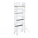 Rollgerüst Euroscaffold Basic 135x305 10,2m Arbeitshöhe Carbonplattform gegen Fassade - Gerüstexpress.de