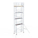 Rollgerüst Euroscaffold Basic 135x305 11,2m Arbeitshöhe Carbonplattform gegen Fassade - Gerüstexpress.de