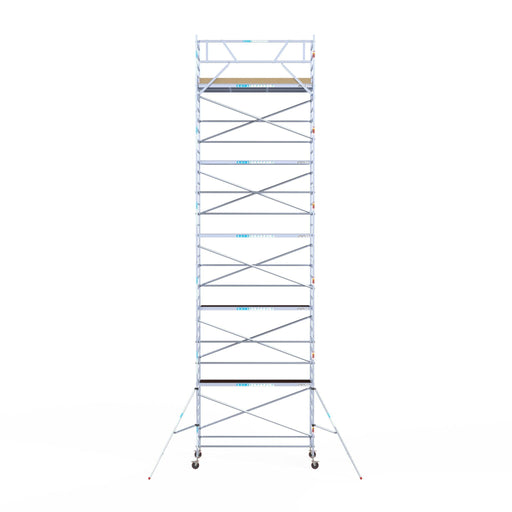 Rollgerüst Euroscaffold Basic 135x305 12,2m Arbeitshöhe an der Fassade - Gerüstexpress.de