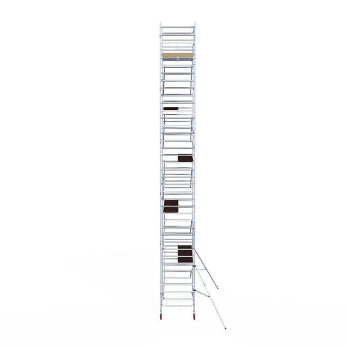 Rollgerüst Euroscaffold Basic 135x305 12,2m Arbeitshöhe an der Fassade - Gerüstexpress.de