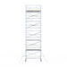 Rollgerüst Euroscaffold Basic 135x305 12,2m Arbeitshöhe Carbonplattform gegen Fassade - Gerüstexpress.de