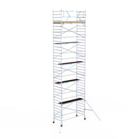 Rollgerüst Euroscaffold Basic 135x305 12,2m Arbeitshöhe Carbonplattform gegen Fassade