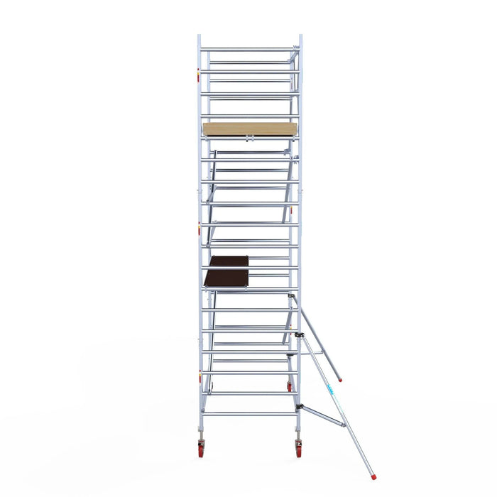 Rollgerüst Euroscaffold Basic 135x305 6,2m Arbeitshöhe an der Fassade - Gerüstexpress.de