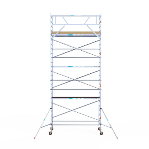 Rollgerüst Euroscaffold Basic 135x305 8,2m Arbeitshöhe an der Fassade - Gerüstexpress.de